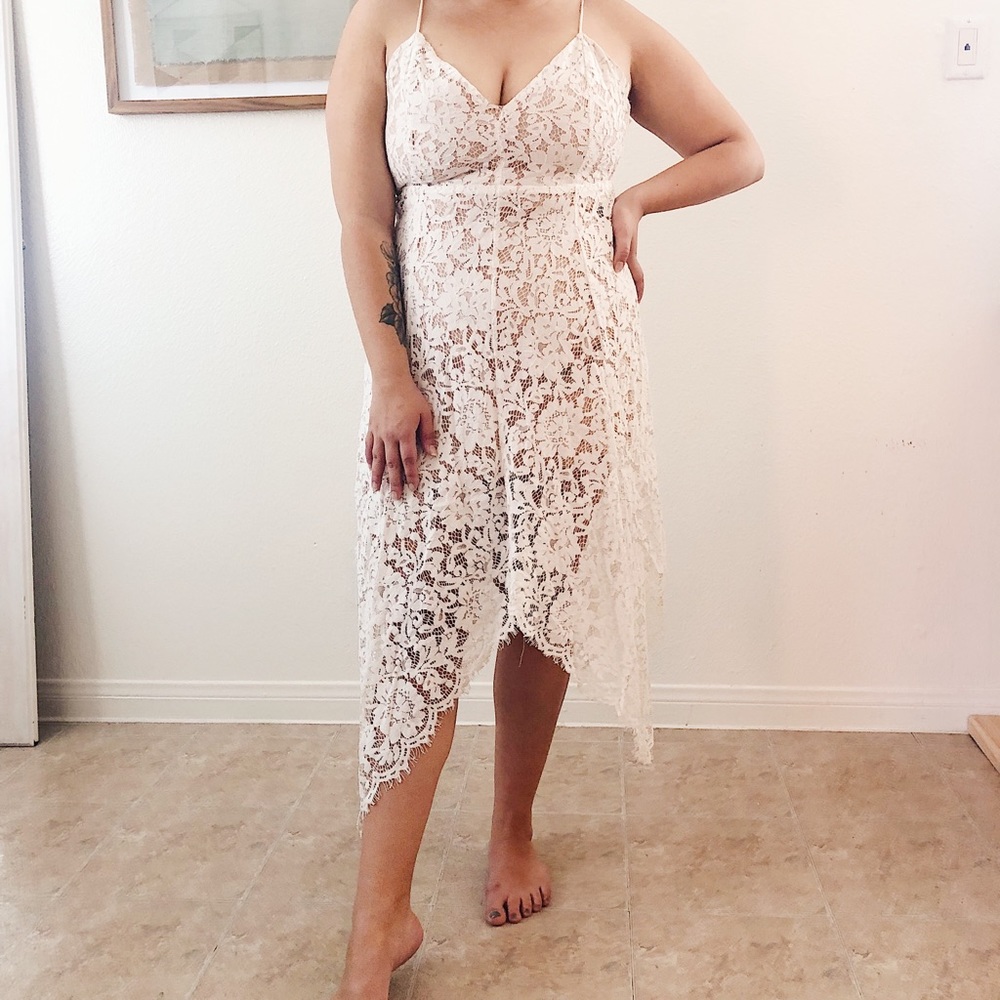 LuLus white lace dress
